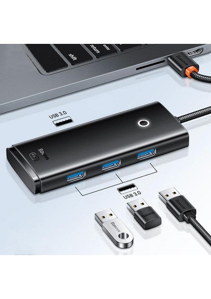 100CM 4 Portlu Type-C To USB 3.0 Dönüştürücü Çoğaltıcı 5gbps Aktarım Hub, 4x Usb, 1x Type C