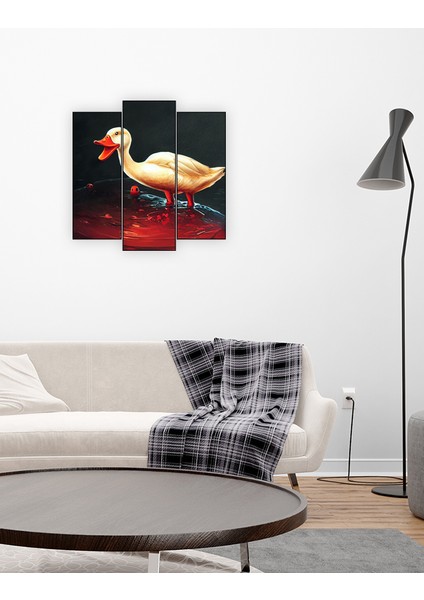 Ahşap Tablo 3 Parça Tek Fotoğraf Uv Baskı Dekoratif Ördek