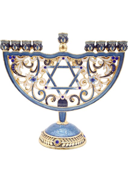 Emaye Metal Menorah Bejeweled Dini Malzemeler El Sanatları Mum Tutucu (Yurt Dışından)