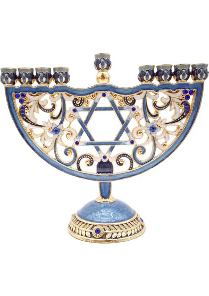 Emaye Metal Menorah Bejeweled Dini Malzemeler El Sanatları Mum Tutucu (Yurt Dışından)