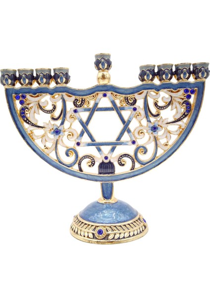 Emaye Metal Menorah Bejeweled Dini Malzemeler El Sanatları Mum Tutucu (Yurt Dışından)