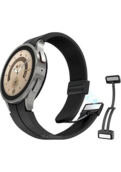 Samsung Galaxy Watch 5 Pro 45MM Uyumlu Kordon Magnetik Tokalı Premum Kayış Magnet Tokalı Liquid Silikoni