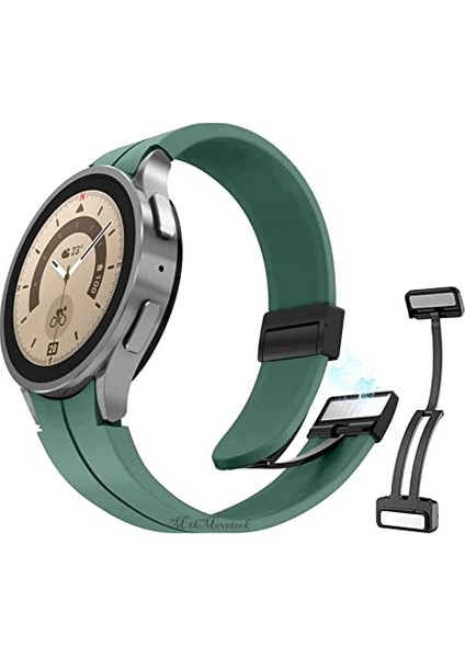 Samsung Galaxy Watch 5 Pro 45MM Uyumlu Kordon Magnetik Tokalı Premum Kayış Magnet Tokalı Liquid Silikoni
