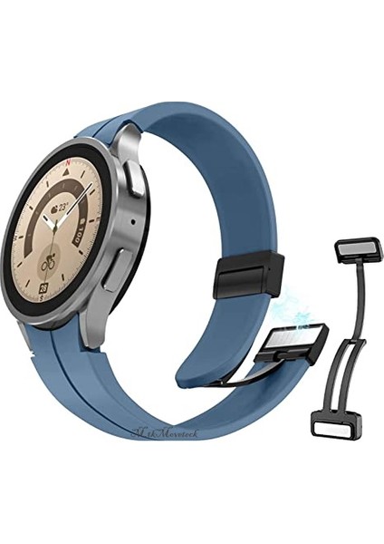Samsung Galaxy Watch 5 Pro 45MM Uyumlu Kordon Magnetik Tokalı Premum Kayış Magnet Tokalı Liquid Silikoni