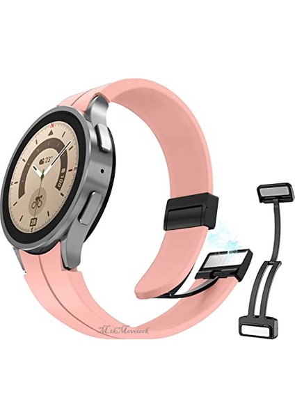 Samsung Galaxy Watch 5 Pro 45MM Uyumlu Kordon Magnetik Tokalı Premum Kayış Magnet Tokalı Liquid Silikoni