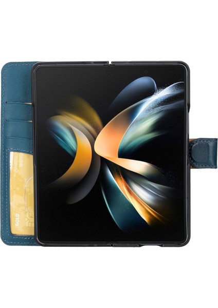 Samsung Galaxy Z Fold4 Uyumlu Deri Cüzdanlı Kılıf BRN4EF
