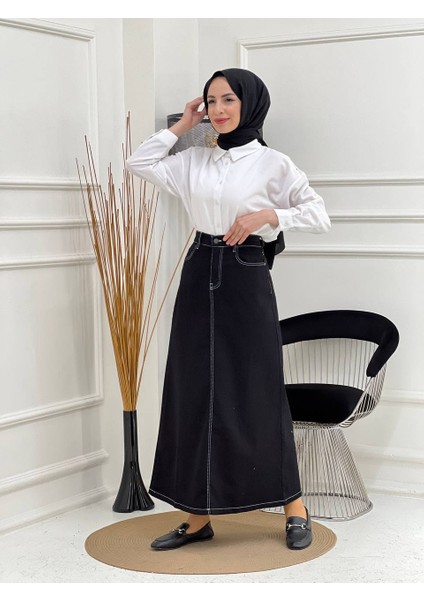 Kontrast Dikişli Kot Etek fırsatları