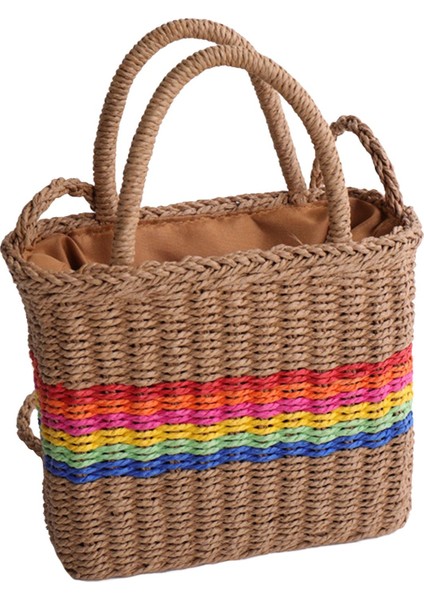 Kadınlar Straw Çanta Tote Omuz Çantaları Şık Tatil Tatil Khaki Için Gündelik (Yurt Dışından)