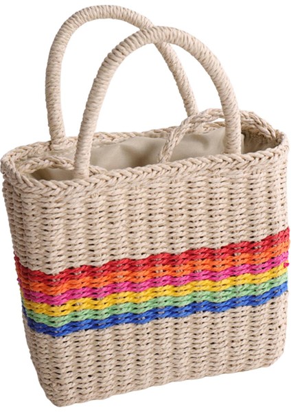 Kadınlar Straw Çanta Tote Omuz Çantaları Şık Tatil Tatil Bej (Yurt Dışından)