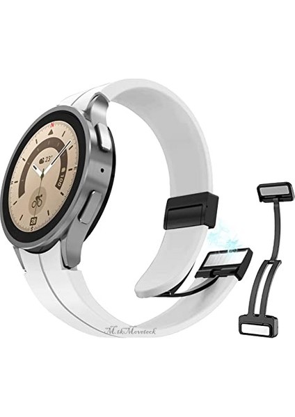 Samsung Galaxy Watch 5 Pro 45MM Uyumlu Kordon Magnetik Tokalı Premum Kayış Magnet Tokalı Liquid Silikoni