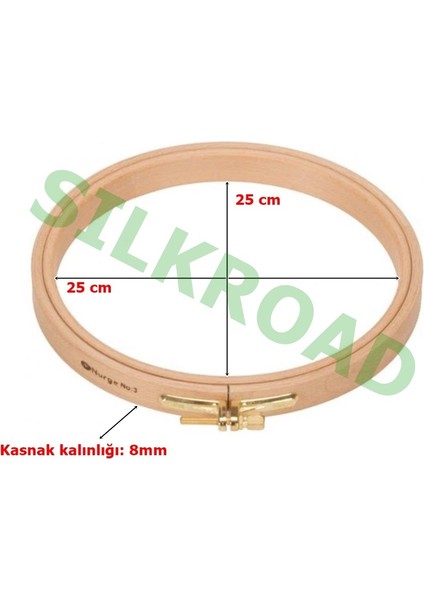 8mm Vidalı Ağaç Kasnak - No:6 Nakış Kasnağı - 250MM - 8mm