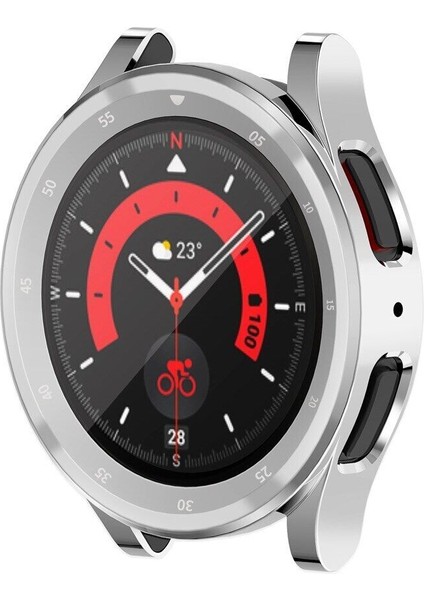 Samsung Galaxy Watch 5pro 45MM Uyumlu Kılıf Ekran ve Kasa Koruyucu 360 Derece Tam Kaplar Sert Pc 2in1 Set