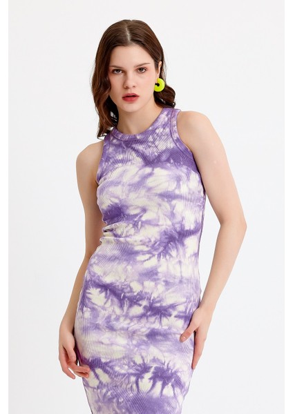 Halter Yaka Mor Örme Elbise modelleri