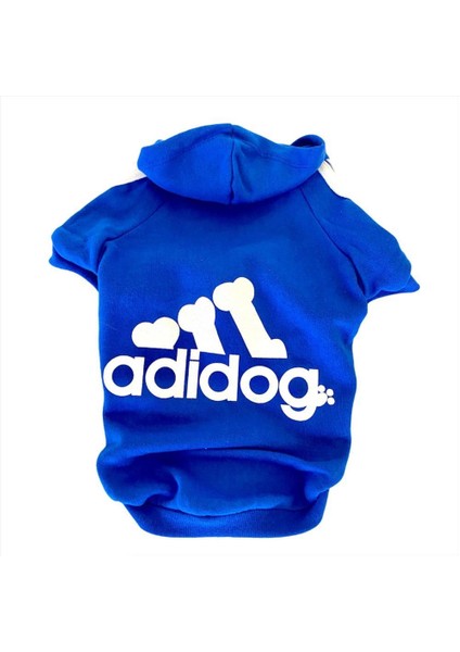 Saks Mavi Adidog Kapşonlu Kedi Sweatshirt Kedi Kazağı