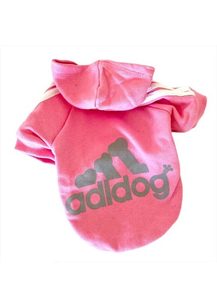 Pembe Adidog Kapşonlu Kedi Sweatshirt Kazak