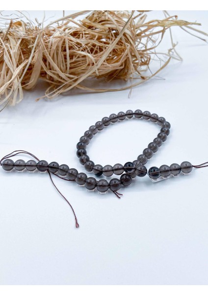 Dumanlı Kuvars 8 mm Doğal Taş Dizi Küre Kesim