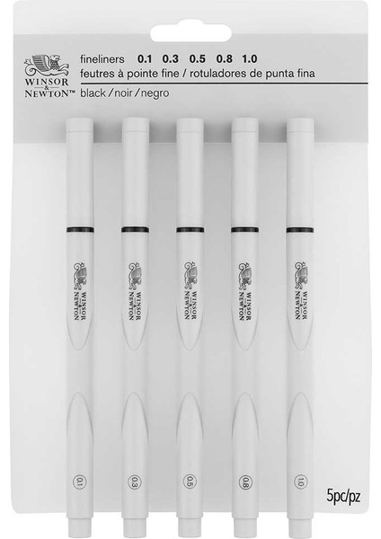 Fineliner Çizim Kalemi Seti Black (Siyah) 0.1/0.3/0.5/0.8/1.0mm Karışık