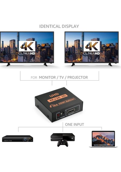 2 Port UHD 4K HDMI Switch Ekran Monitör Splitter Çoklayıcı Çoğaltıcı