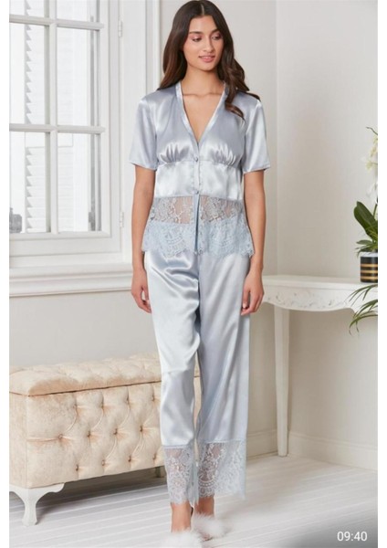 6'Lı Kaplı Midi Gecelik Sabahlık Set 6015 Mist modelleri