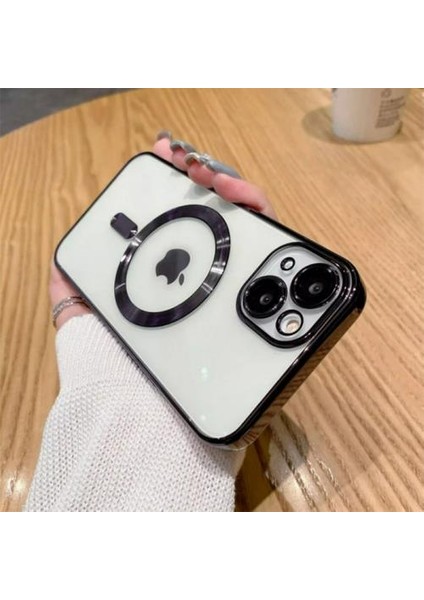 Kamera Korumalı iPhone 14 6.1inç Magsafe Uyumlu Silikon Kılıf, Lazer Çerçeveli, Darbe Emici