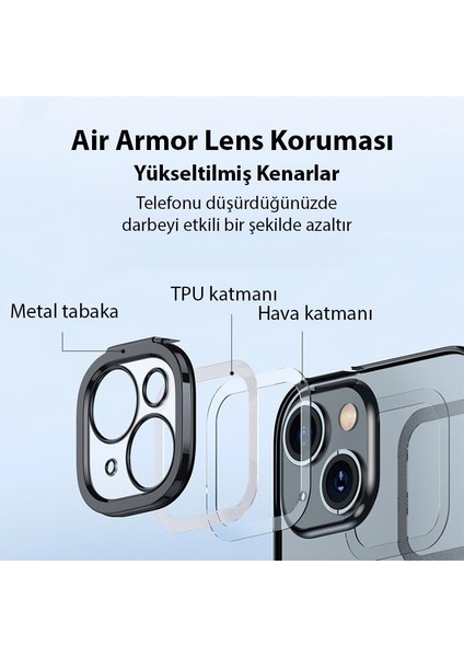 14 Plus Magsafe Uyumlu Armor Kamera Korumalı Kılıf ve Tempered Ekran Koruyucu Set 14 Plus Kılıf Ekran Koruyucu Set