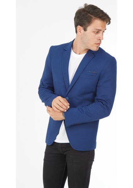 SPOSO  5105  Dar Kalıp Erkek Lacivert Blazer Ceket