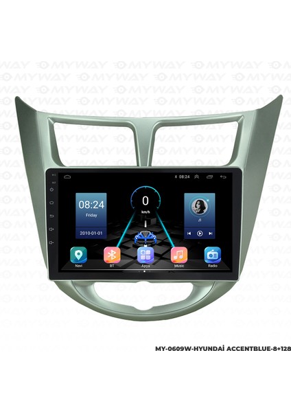 Hyundai Accent Blue Android Multimedya Carplay Navigasyon Ekran - 8gb RAM+128 GB HDD - Myway