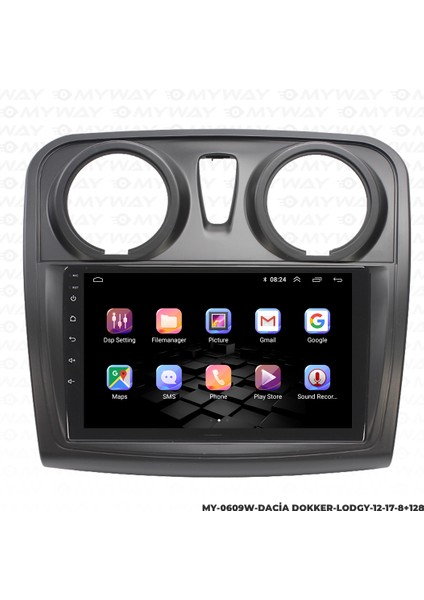 Dacia Lodgy Android Multimedya Carplay Navigasyon Ekran - 8gb RAM+128 GB HDD - Myway