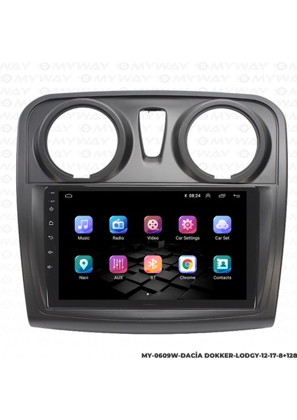 Dacia Lodgy Android Multimedya Carplay Navigasyon Ekran - 8gb RAM+128 GB HDD - Myway modelleri