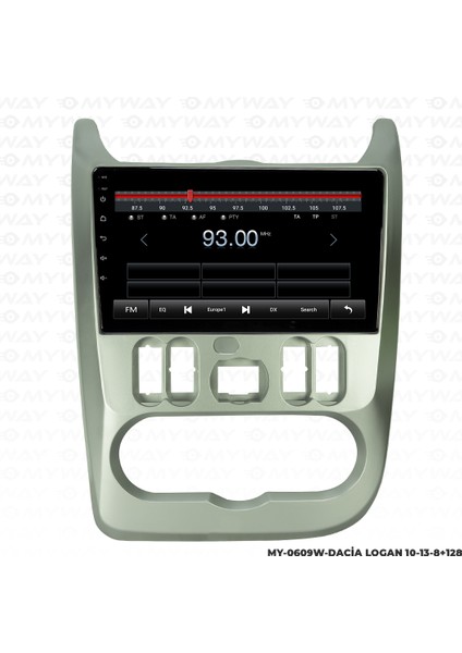 Dacia Logan Android Multimedya Carplay Navigasyon Ekran - 8gb RAM+128 GB HDD - Myway