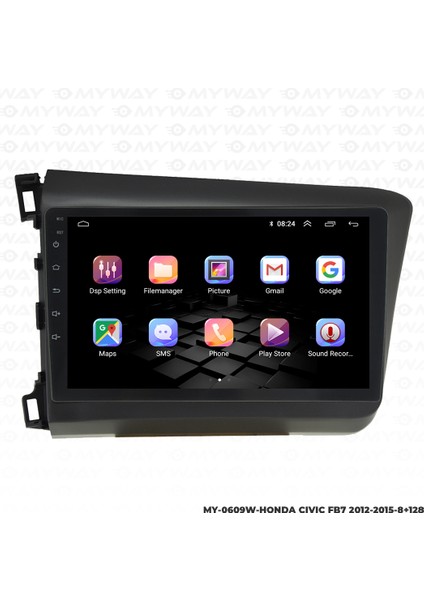 Honda Civic Fb7 Android Multimedya Carplay Navigasyon Ekran - 8gb RAM+128 GB HDD - Myway