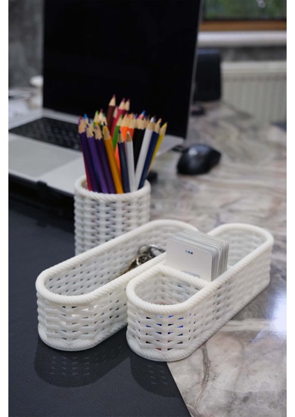 Hasır 3'lü Masa Üstü Organizer Set