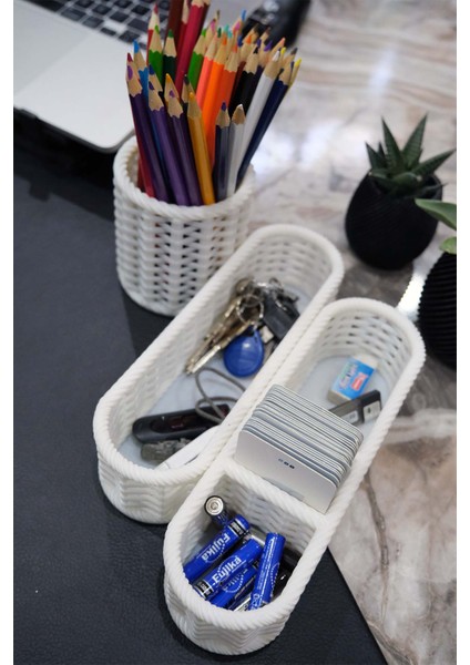 Hasır 3'lü Masa Üstü Organizer Set