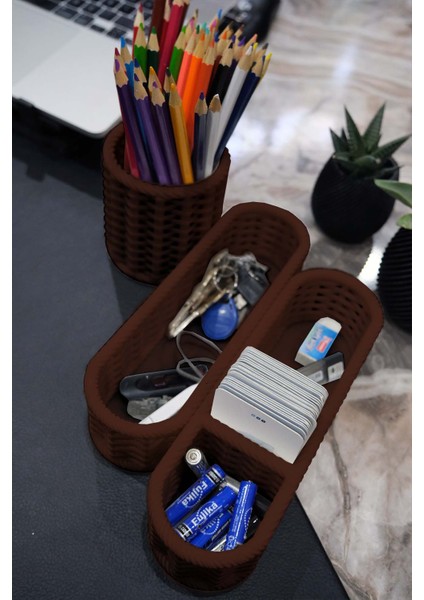 Hasır 3'lü Masa Üstü Organizer Set