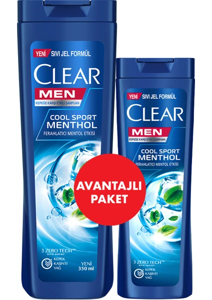 Men Kepeğe Karşı Etkili Şampuan Cool Sport Menthol Ferahlatıcı Mentol Etkisi 350 ml + 185 ml