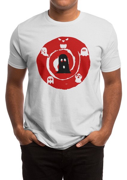 Cute Ghosts In Bloody Red Circle Beyaz Spor Tişört
