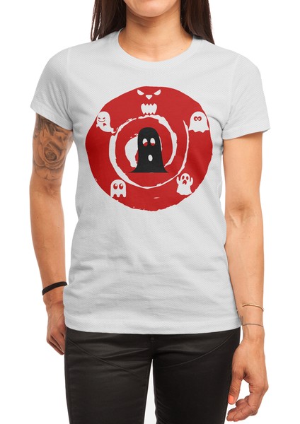 Cute Ghosts In Bloody Red Circle Beyaz Spor Tişört