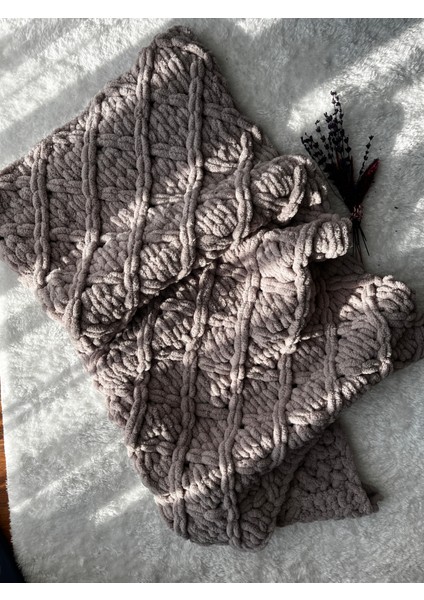 Taş Rengi El Örgü Bebek Battaniye fiyatları