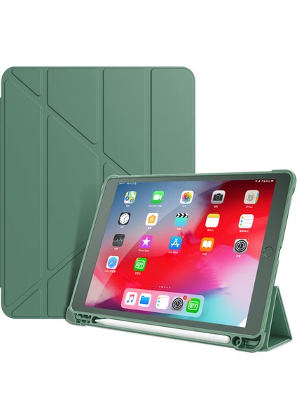 MTK Moveteck Apple Ipad 7. 8. 9. Nesil 10.2" Tablet Kılıfı Şeker Renkli Kalem Yuvalı Smart Standlı Crystal Şeffaf Arka Kapak