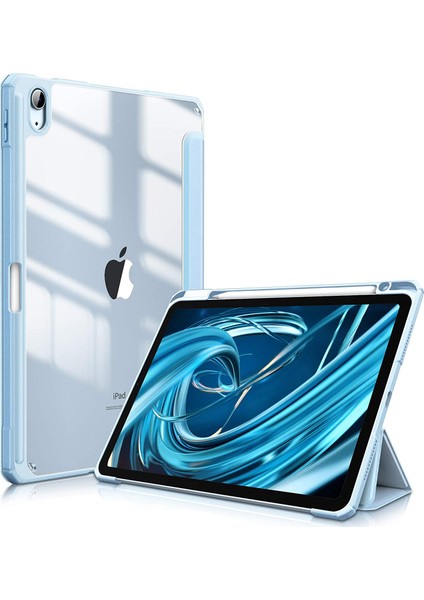 MTK Moveteck Apple Ipad Pro 12.9'' 3. ve 4. Nesil Tablet Kılıfı Şeker Renkli Kalem Yuvalı Smart Standlı Crystal Şeffaf