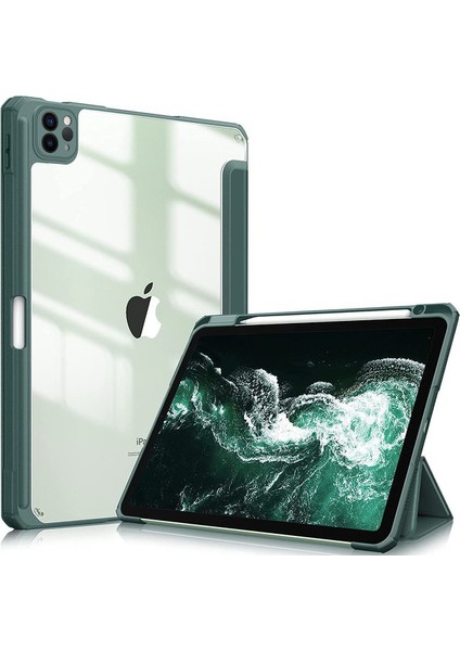 Apple Ipad Pro 11 1. ve 2. Nesil Tablet Kılıfı Şeker Renkli Kalem Yuvalı Smart Standlı Crystal Şeffaf