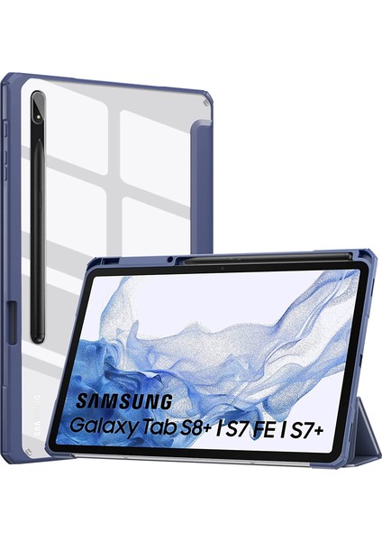 MTK Moveteck Samsung Galaxy Tab 12.4" S8 Plus / S7 Fe ve S7 Plus Kılıf Şeker Renkli Kalem Yuvalı Smart Standlı