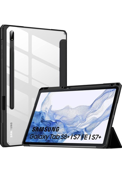 Samsung Galaxy Tab 12.4" S8 Plus / S7 Fe ve S7 Plus Kılıf Şeker Renkli Kalem Yuvalı Smart Standlı