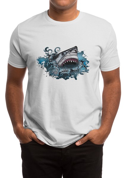 Shark Attack Beyaz Spor Tişört