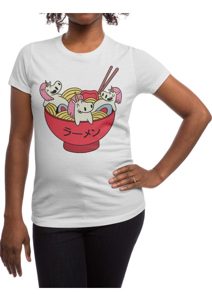 Ramen Unicorn Beyaz Spor Tişört