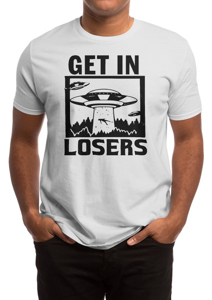 Get In Losers - Funny Ufo Aliens Beyaz Spor Tişört
