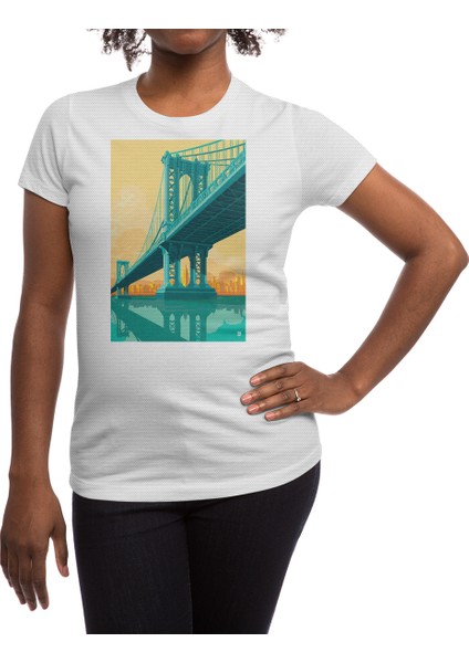 Manhattan Bridge New York City Beyaz Spor Tişört