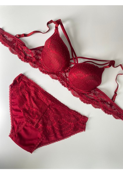 Kadın Tek Ipli Destekli Dantel Detaylı Sütyen Külot Bralet Set Iç Çamaşır Takımı