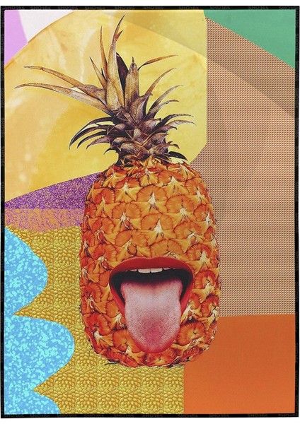 Komik Turuncu Ananas Canlı Renkler Moda Modern Poster P-004633