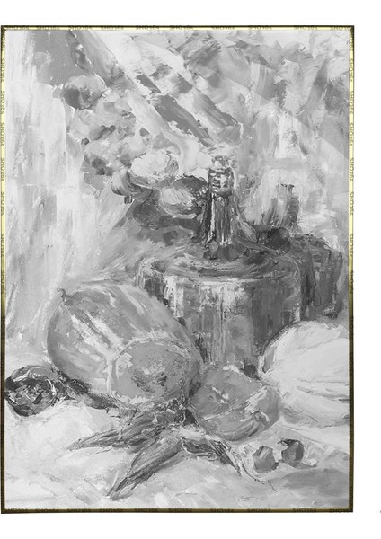 Sebzeler Siyah Beyaz Empresyonizm Siyah Beyaz Sanatsal Poster P-004589